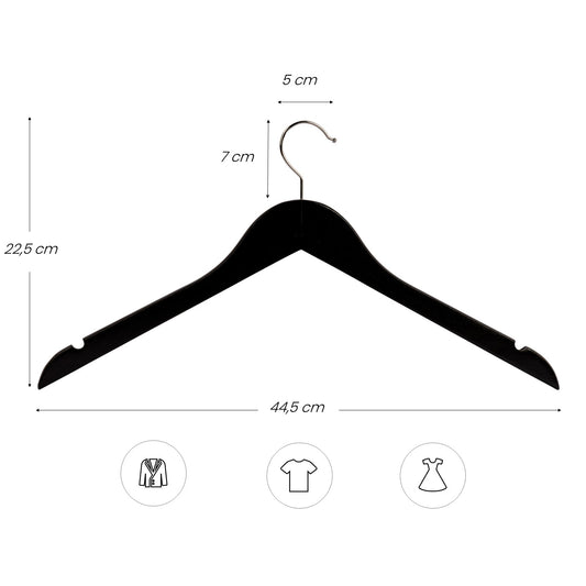 Kleiderbügel Holz Schwarz 44,5 Ohne Steg
