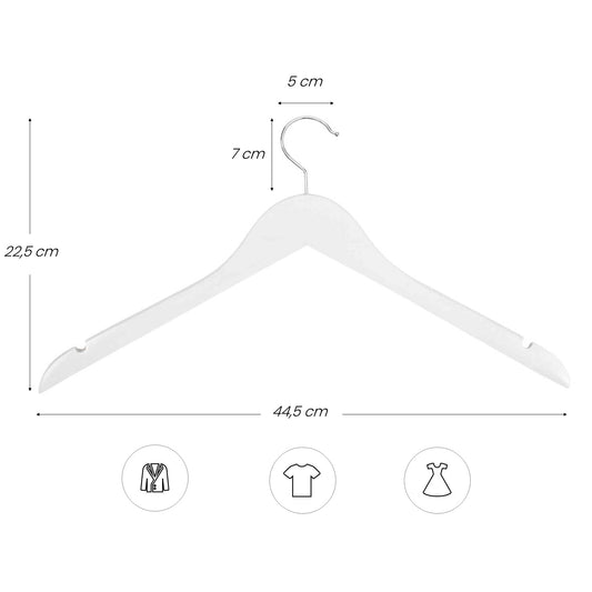 Kleiderbügel Holz Weiß 44,5 Ohne Steg